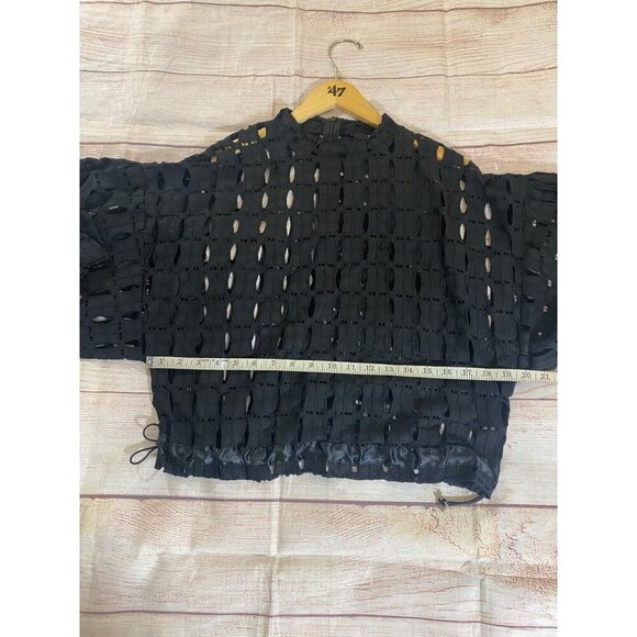 Tov Los Angeles Women's Black Cut Our Long Sleeve Pull Over Crop Top - 44 - Picture 8 of 16